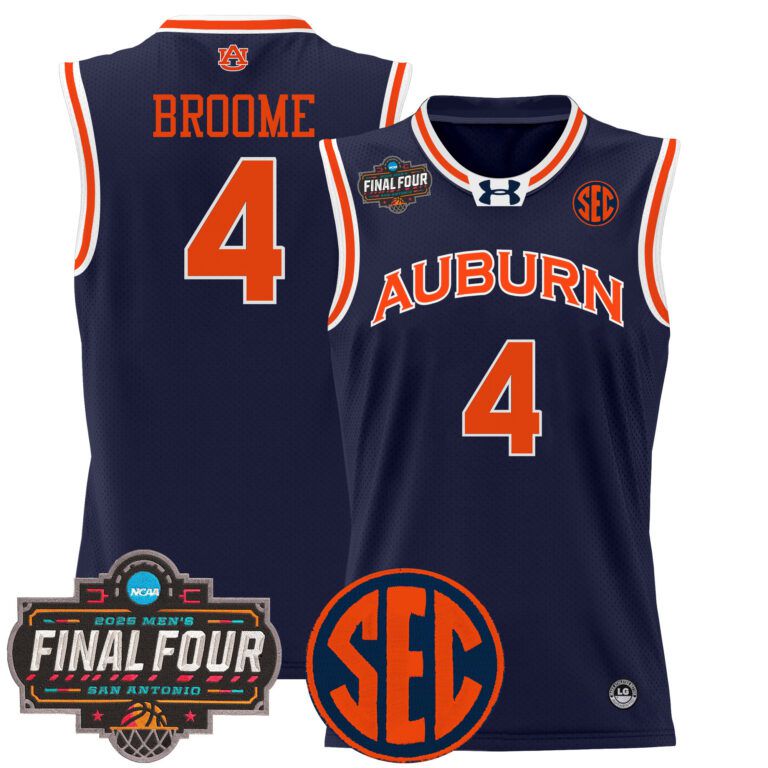Men Auburn Tigers #4 Broome blue 2025 Final Four Patch Lightweight  NCAA Jersey